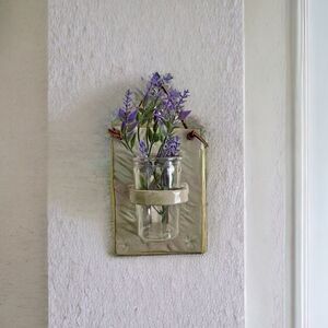Handcrafted Pottery Glazed Sage Taupe Wall Sconce Vintage Star Rim Jelly Jar